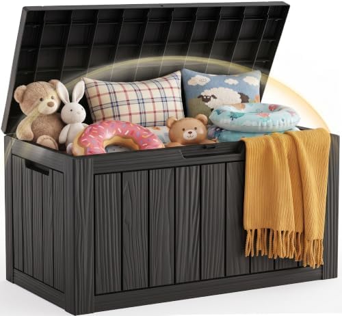EFU Outdoor Storage Box 70 Gallon Deck Box, Waterproof Resin, Black by EFU