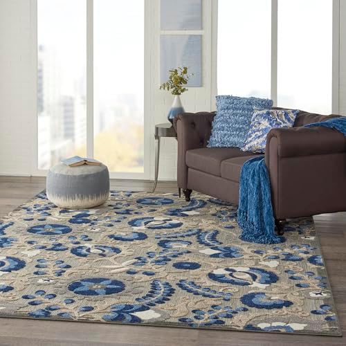 Nourison Home Aloha Natural Blue 7' x 10' Area Rug - Easy Clean, Non Shedding, Bed Room, Living Room, Dining Room, Kitchen (7' x 10') - Image 2