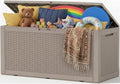 Outdoor Storage Box, 170 Gal Waterproof Resin Deck Box w/Support Rod by ATMELT