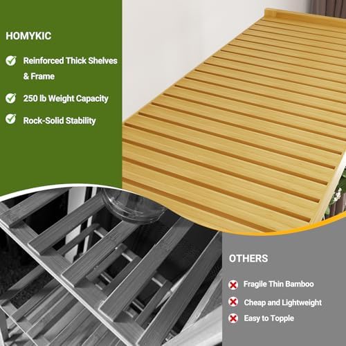 Homykic Bamboo Clothing Rack with Shelves, 33.5” Wide Clothes Rack, 78.8” H - Image 7