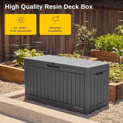 EAST OAK Outdoor Storage Box, 60 Gallon Deck Box Indoor and Outdoor Use, Black - Image 2