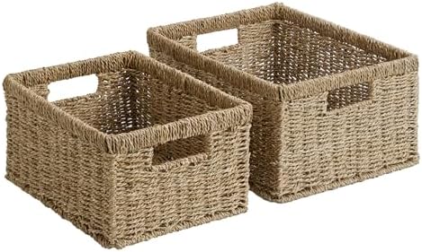 StorageWorks Wicker Storage Baskets,Natural Seagrass Storage Baskets,2-Pack by StorageWorks