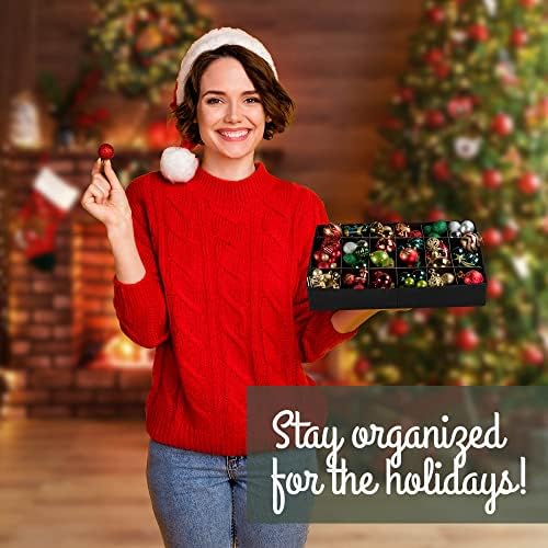 HOLDN’ STORAGE Christmas Ornament Storage Box with Dividers, Holds 72 Ornaments (3 Inch), Large Ball Storage Container with 3 Removable Trays, Durable and Portable - Green - Image 2