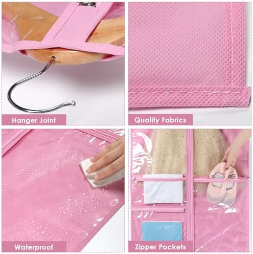 Univivi 40 Inch Dance Costume Garment Bags for Dancers, Pink, 12 Pack - Image 3
