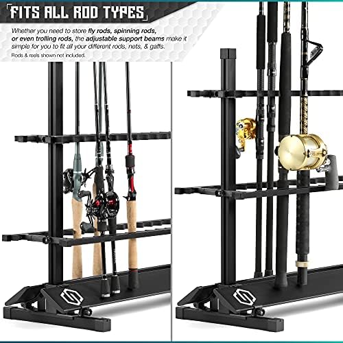 Savior Equipment Fishing Rod Rack Holder Organizer, 24-48 Slots to Hold Fresh Salt Water Spinning Rods & Reel Combo, Lightweight Aluminum Vertical Fish Pole Garage Storage Ground Display Stand - Image 3