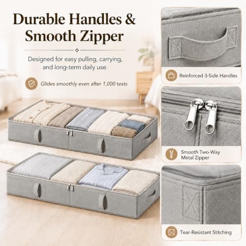 Side-Supported Under Bed Storage Containers, 8 Inch 80L Clothes Storage Bin - Image 6