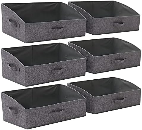 TENABORT 6 Pack Trapezoid Large Foldable Closet Storage Bins with Handle, Fabric Storage Organizer Cube Colth Containers Linen Box Shelf Baskets for Clothes Clothing Shelves Wardrobe by TENABORT