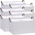 Hinwo 70L Extra Large Canvas Storage Bin with Lid and Handles, 6-Pack by Hinwo