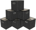 Fabric Cubby Storage Bins,13x13x13 Inches,Cube Organizer Bin Foldable Storage Boxes with Dual Handles Fabric Organizer Box and collapsible Storage basket,Set of 6,Black grid by Yunkeeper