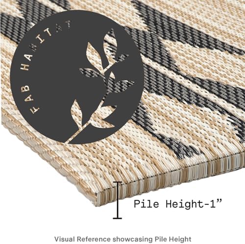 Fab Habitat Striped Non Slip Doormat - Durable, Thin - Recycled Plastic - Entryway, Front Door, Porch, Patio - Cairo - Natural & Black (24" x 36" Non-Slip) - Image 6