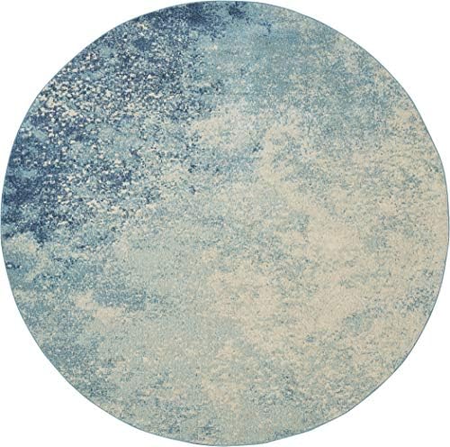 Nourison Home Passion Navy/Light Blue 8' x Round Area-Rug, Modern, Abstract, Easy-Cleaning, Non Shedding, Bed Room, Living Room, Dining Room, Kitchen, (8' Round) - Image 4