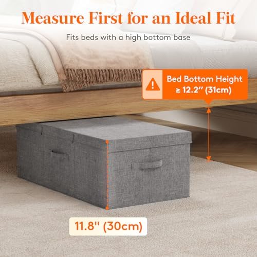 Lifewit 100L Under Bed Storage Containers, 11.8 Inch Tall Underbed Clothes Storage Organizer Bin with Sturdy Sidewalls, Bottom, 3 Lids, Deep Storage Drawer for Clothes, Shoes, Blankets, Pillows 2 Pack - Image 2