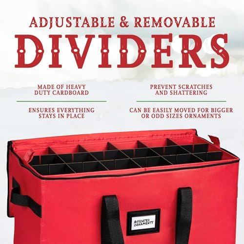 Christmas Ornament Storage Container,Box Stores Up to 54, Adjustable Dividers, Large Organizer Bin to Protect and Store Holiday Décor - Image 7