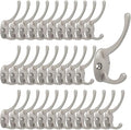 IBosins 32 Pack Silvery Double Coat Hooks Wall Mounted with 64 Screws by IBosins