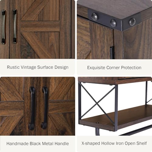 RUSTOWN Farmhouse Medicine Cabinet with 2 Barn Door & Towel Bar Rack - Image 7