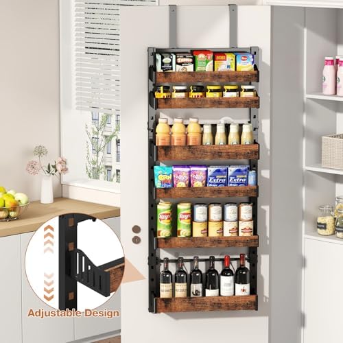 6-Tier Over The Door Pantry Organizer, Heavy-Duty Metal Wall Mount or Hanging Spice Rack, behind the door storage Shelves with Adjustable Basket, Back of Door Organizer for Kitchen Cabinet and Closet - Image 6