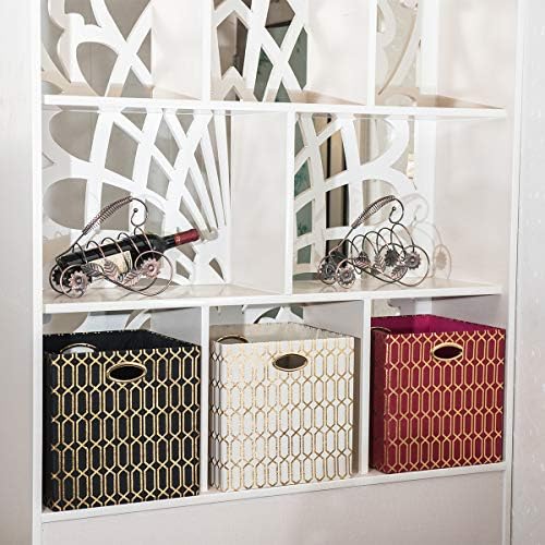 Posprica Storage Bins, Storage Cubes,13×13 Fabric Drawers Organizer Basket Boxes Containers (13×13×13/4pcs, Black/gold geometry Pattern) - Image 5