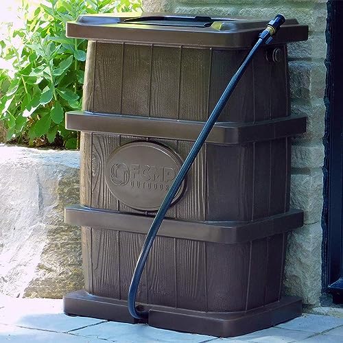 FCMP Outdoor Slim Line Design Rain Barrel, 45 Gallon, Brown - Image 6