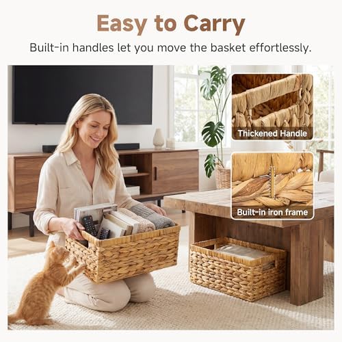 StorageWorks Wicker Storage Baskets for Shelves, Hyacinth Baskets, 2-Pack - Image 4