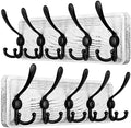 SKOLOO Rustic Wall Mounted Coat Rack, 16" Stud Spacing, Wood Coat Rack Wall Mount with 5 Triple Hooks, Farmhouse Coat Hanger Wall Mount for Hanging Backpack Jacket Coat Hat, Pack of 2 by SKOLOO