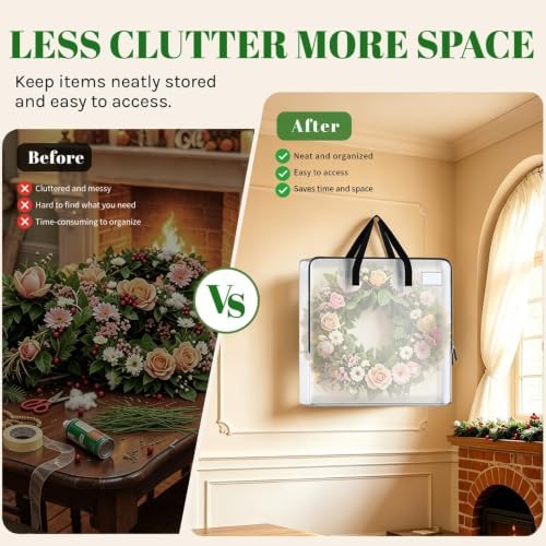 93L Wreath Storage Container, Large Clear Christmas Storage Bags, 6 Pack - Image 5