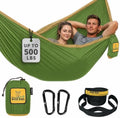 Wise Owl Outfitters Hammock for Camping Double Hammocks Gear for The Outdoors Backpacking Survival or Travel - Portable Lightweight Parachute Nylon DO Green & Khaki by WiseOwlOutfitters
