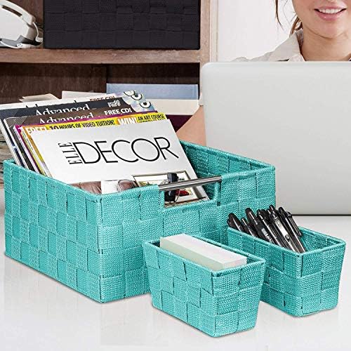 Sorbus Baskets for Organizing, 7-Piece Hand-Woven Storage Set (Aqua) - Image 5