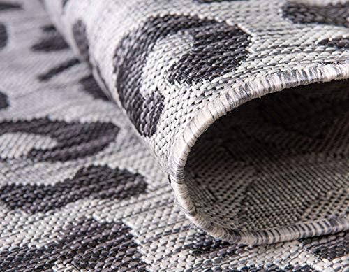 Unique Loom Outdoor Safari Collection Area Rug - Leopard (5' 1" x 8' Rectangle, Light Gray/ Gray) - Image 6