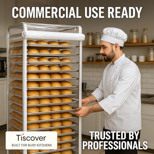 Bun Rack Cover - Transparent PVC with 4 Sided Zippers - Universal 20 Tier Sheet Pan & Speed Rack Cover - Heavy Duty, Waterproof & Dustproof Bakery rack cover - Image 5