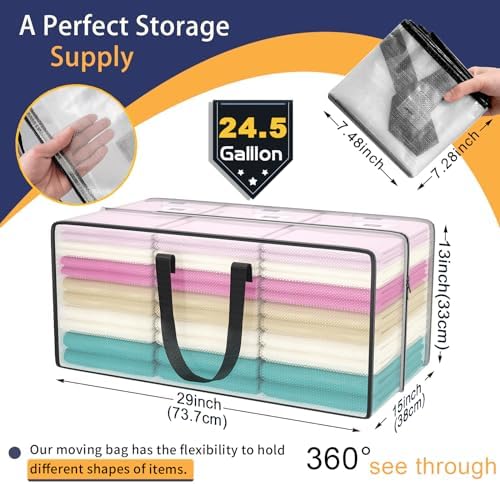 Clear Moving Bags Heavy Duty Extra Large with Strong Zipper Handles - Image 2