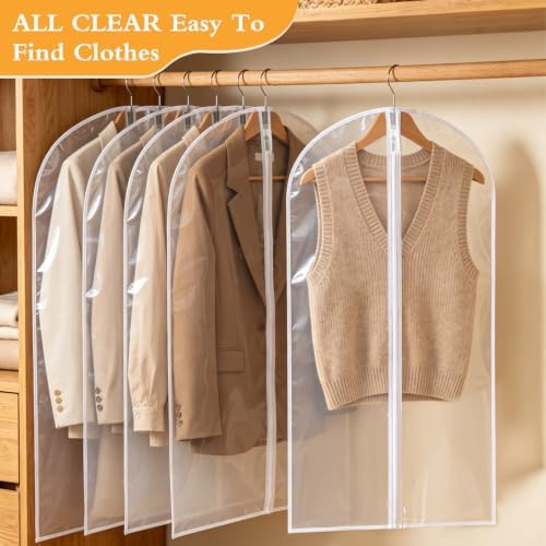 20 Pack Clear Garment Bag, PEVA Hanging Clothes Cover, 24"x43" Suit Dress Bag for Closet Storage Travel - Image 7