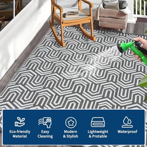 GAOMON Outdoor Rug 9x12 ft Waterproof Reversible Patio Rug - Image 4