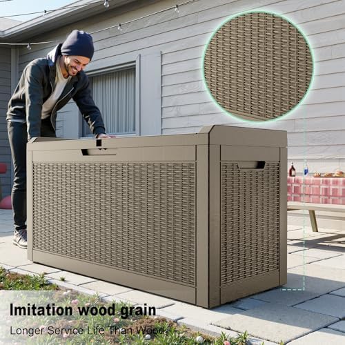 Vixzen 70 Gallon Deck Boxes Outdoor Waterproof, Lockable Resin Storage Box with lid for Furniture Cushions, Weatherproof Containers Outside Storage Boxes for Garden Patio Pool Tools(Grey, 70 Gallon) - Image 4