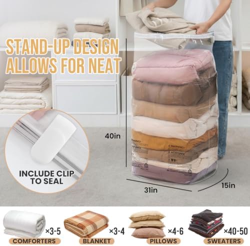 TAILI 10 Pack Vacuum Storage Bags, Jumbo Cube 31x40x15 Inch, Clear - Image 2