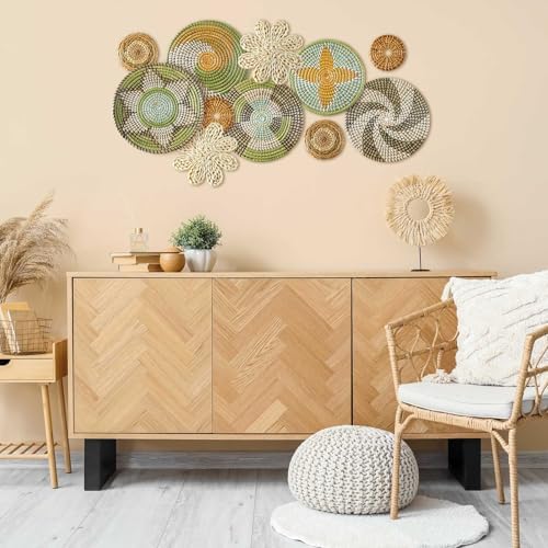 Tatuo 11 Pcs Boho Wall Basket Decor Woven Wall Hanging Art, Stylish - Image 2