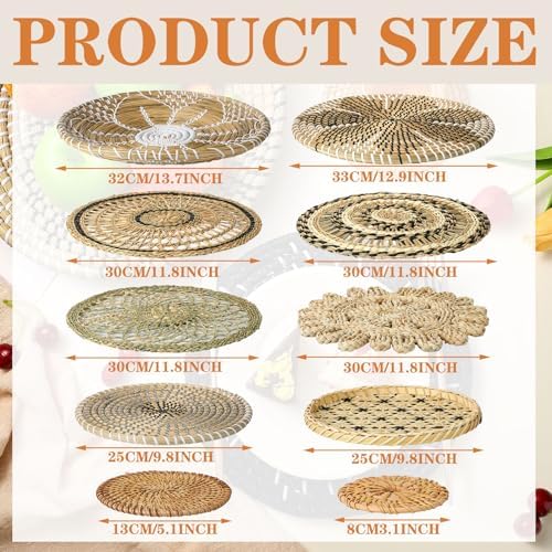 Tatuo 11 Pcs Boho Wall Basket Decor Woven Wall Hanging Art, Vivid - Image 4