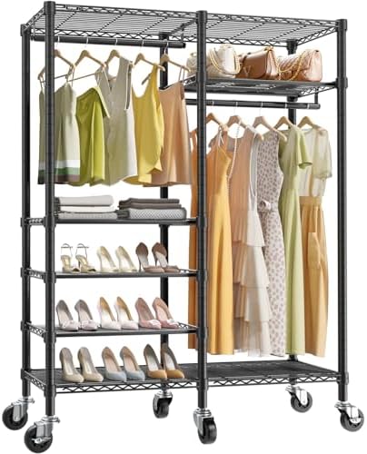 VIPEK R4 Rolling Clothing Rack, Garment Rack with Movable Wheels, Black by VIPEK