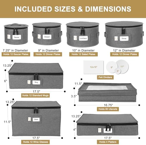 Luxula China Storage Containers Set of 8 with Felt Dividers & Dinnerware - Image 2