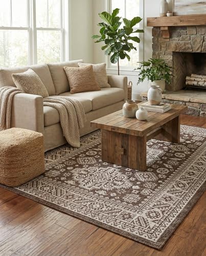 Rugs.com - Outdoor Aztec Rug – 4' 1 x 6' 1 Brown Indoor/Outdoor Rug Washable Stain-Resistant Area Rug for Patios, Decks, and Porches - Image 4