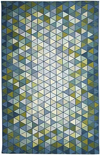 Liora Manne Marina Indoor/Outdoor Power Loomed Synthetic Blend Low Profile Area Rug - Transitional Contemporary (Triangle Border Grotto) (7'10" x 9'10") - Image 4