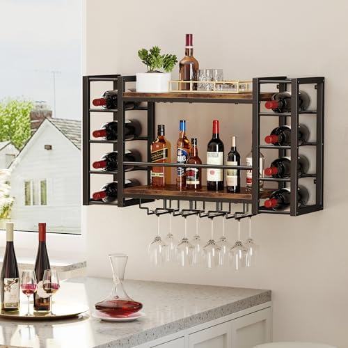 Homeiju Wall Mounted Wine Rack,Wider Side Compartments for Champagne/Magnum - Image 4