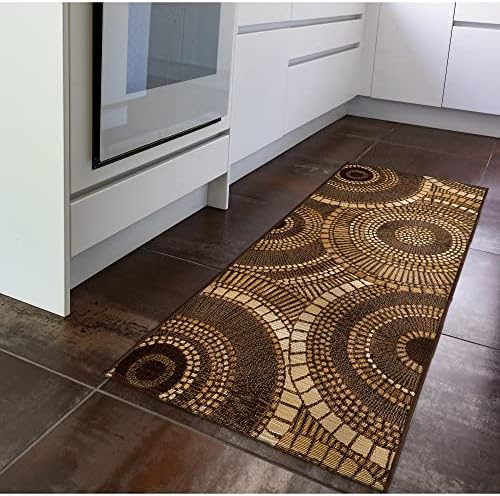 Liora Manne Marina Low Profile Durable Indoor/Outdoor Woven Rug- Circles Brown 1'11" x 4'11" - Image 2