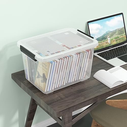 30 Quart Clear Storage Latch Bins, Large Plastic Storage Box with Wheels, 4 Packs - Image 7