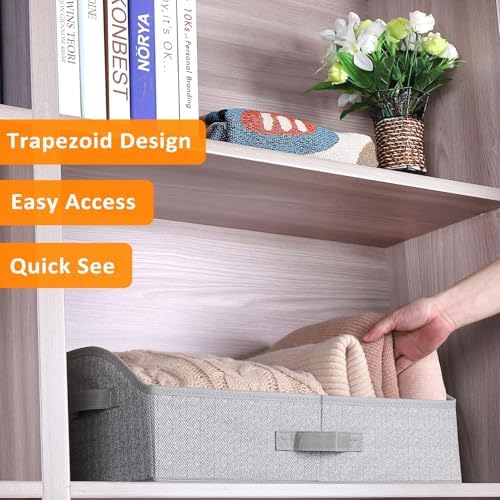 WUIKE 6-Pack Trapezoid Storage Bins, Herringbone Gray, Extra Large - Image 5