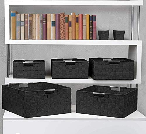 Sorbus Baskets for Organizing, 7-Piece Hand-Woven Storage Set (Black) - Image 5
