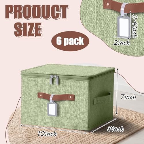 6 Pack Fabric Closet Storage Bins with Lids, 10×8×7 in, Green - Image 2