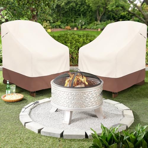 okcool Patio Adirondack Chair Cover 2 Pack,Waterproof Heavy Duty Outdoor Chair Covers,Patio Adirondack Chair Cover for Outdoor Chair,(35 W x 37 D x 36 H inches),Beige & Brown - Image 5