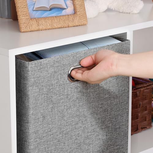 Posprica 3X Thicker Collapsible Storage Bins,13×15x13 Foldable Storage Cube Boxes Fabric Drawer for Closet Shelf Cabinet Bookcase, set of 4 (Gray-1200D) - Image 6
