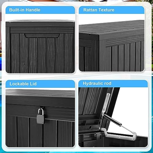 Vixzen 200 Gallon Deck Boxes Outdoor Waterproof, Lockable Storage Box for Patio Cushions Storage Furniture, Garden Tools, Pool Supplies, Weatherproof and UV Resistant (Black, 200 Gallon) - Image 4