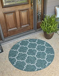 Unique Loom Outdoor Trellis Collection Area Rug (12' Round Teal/Gray) by UniqueLoom